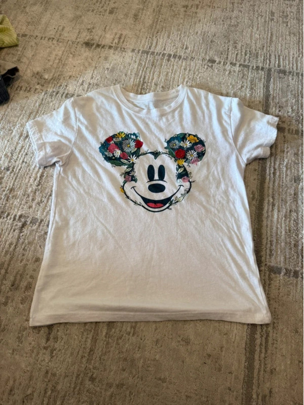 Disney Mickey Mouse Floral Graphic T-Shirt Small White